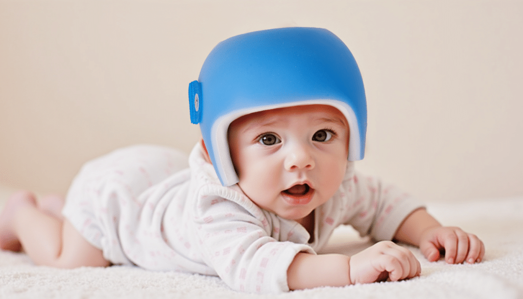 infant with starband helmet being treated for flat head